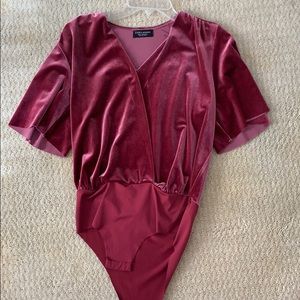Zara Pink Velvet Bodysuit